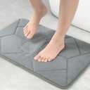 Memory Foam Bathroom Rugs, Super Soft Absorbent and Non-Slip Bath Mats for Shower Floor, Quick Dry Machine Washable Carpet Rug for Home Decor (36"24",Grey)