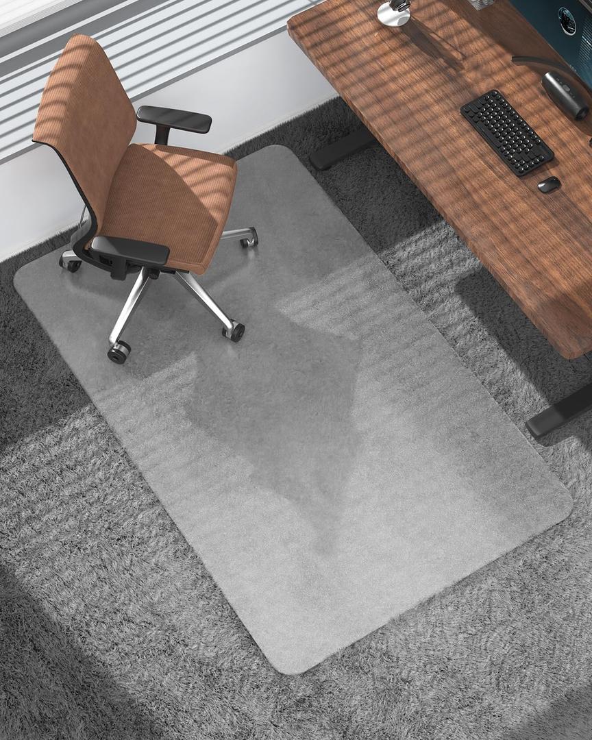 Blvornl Frosted Clear Chair Mat for High Pile Carpet and Hardwood Floor, 45"*53" Hard Material Chair Mat, Heavy Duty Computer Chair Mats for Rolling Chairs, Desk Floor Rug for Office and Home