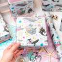 Yarcony Girl Baby Shower Wrapping Paper, Pink Kid Birthday Gift Wrapping Paper, Reversible Girly Ocean-Themed Whale Rainbow New Baby Gift Wrap for 1st Birthday, Children Celebration(17 Inch X 33 Feet)