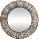 Deco 79 Banana Leaf Room Wall Mirror Entryway Mirror with Coiled Frame and Blue Accents, Wall Mounted Mirror 35" x 3" x 35", Gray