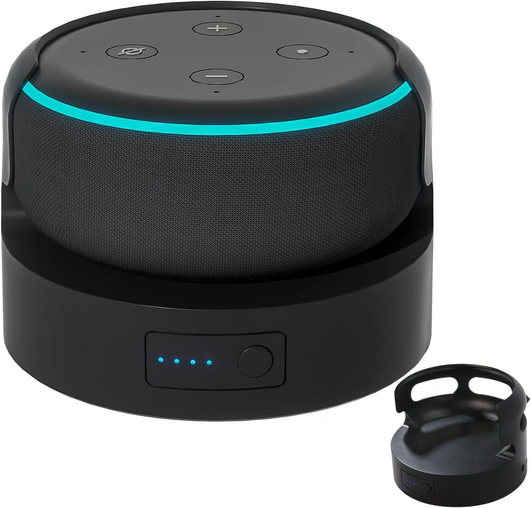 Echo Dot 3 Battery Base, Portable Dot 3rd Gen & Mini 2 Battery Base, 10400 mAh 16 Hours Work Time, Black(not including dot Speaker)
