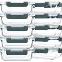 M MCIRCO 10-Pack,22 Oz Glass Meal Prep Containers,Glass Food Storage Containers with lids,Lunch Containers,Microwave, Oven, Freezer and Dishwasher (Gray)