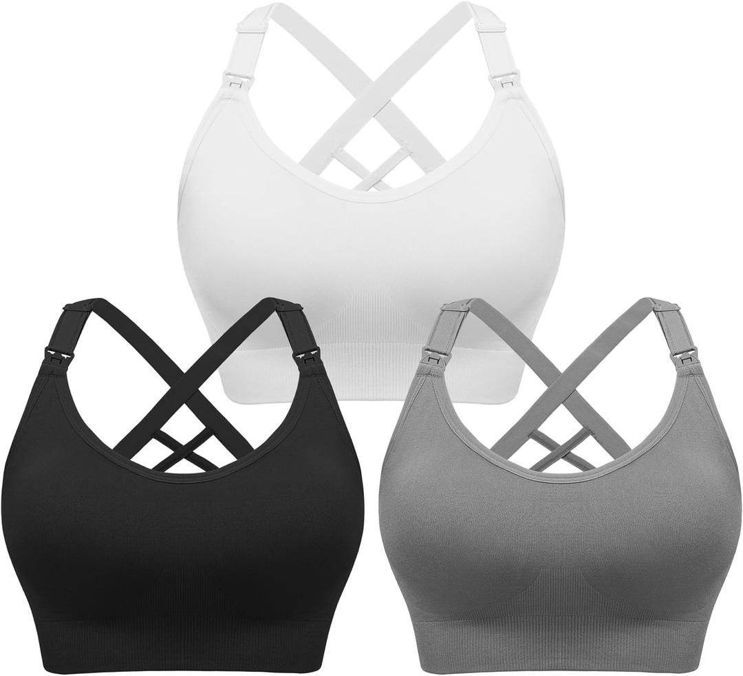 Angelhood Nursing Bras for Breastfeeding, Seamless Nursing Sports Bra Support Yoga Maternity Bras Pregnancy Sleep Bralette, XL