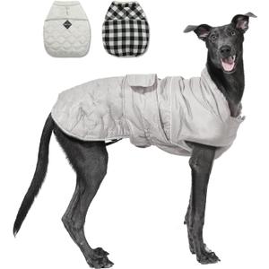 PAWZ Road Dog Winter Coat with 5 Layers Warm Material, Reversible Dog Clothes with 2 Sides, Dog Jacket Outdoor Water Repellent, (Light Beige Plaid 3XL) (3X-Large (Pack of 1))
