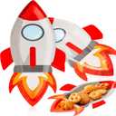 meekoo 24 Pcs Astronaut Rocket Shaped Party Paper Plates Rocket Ship Theme Astronaut Party Decorations for Dinner Dessert Picnic Birthday Wedding