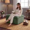 Modern Ottoman for Boneless Sofa Couch, 27.56'' Fluffy Corduroy Compressed Foot Rest, Comfy Plush Rectangle Pouf Footstool, Ottoman Coffee Table, for Small Apartment Living Room, Green
