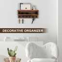Key and Mail Holder Wall Mount, Key Hanger with Long Storage Box and 6 Hooks for Coat, Dog Leash, Home Decor Rack, House Accessories, Entry Way Organizer (Brown)
