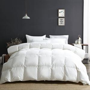 APSMILE Oversized King Luxury Organic Cotton All Season Down Feather Fibers Comforter, High FillPower Medium Warmth Duvet Insert (120x98, Ivory White)