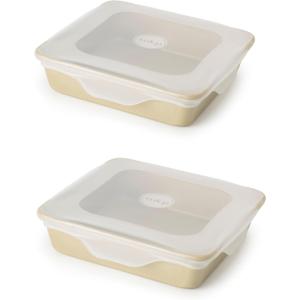 W&P Reusable Silicone Stretch Lid, Brownie (8 x 8) Set of 2, Dishwasher Safe, Freezer Safe, LFGB/Premium Silicone, Microwave Safe, Clear