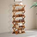 Jessie Bamboo Shoe Rack,Free Standing Shoe Rack for Closet,Portable Folding Shoe Storage Rack, Space Saving,Shoe Shelf for Bedroom Entryway Hallway Closet Living Room (Primary-6 Tier), One Size