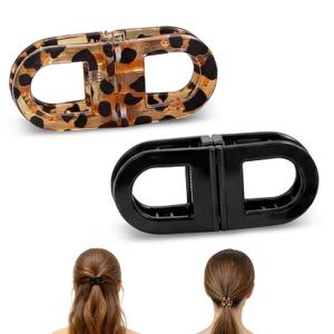 2-Pack Smart Magnetic Hair Clip Set for Women, Strong Hold Prevents Slipping, No-Crease Design for Daily Styling, Suitable for All Hair Types (Leopard Print & Black)