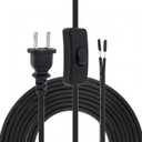 RTNLIT 12FT Lamp Cord with On/Off Button Switch and Polarized Plug, Stripped Ends Ready for Wiring, 18AWG SPT-2 Replacement Power Cord, Black