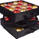 ProPik Christmas Ornament Storage Box, Organizer Holds Up to 48 Xmas Balls with 3 Separate Removable Trays, Container has Dividers to Organize Holiday Tree Ornaments (Black)