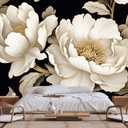 Vintage Peony Buds and Leaves Floral Seamless Pattern Wallpaper for Bedroom, Living Room, Bathroom Wall Backgrounds(Non-self-Adhesive) (149" x 96", 137)