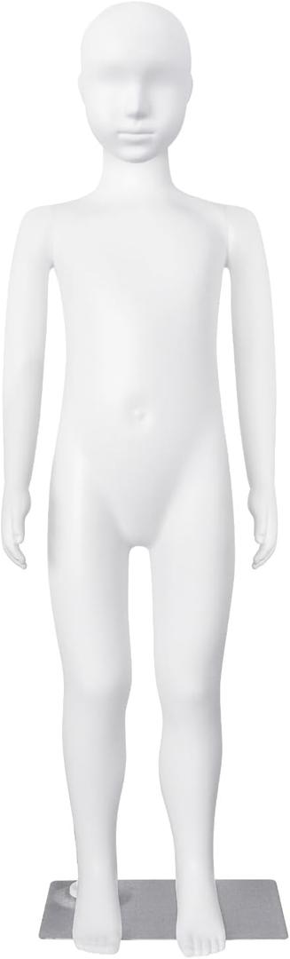 Child Mannequin Full Body Kids Dress Form Adjustable Detachable Manikin Body Display with Metal Base White