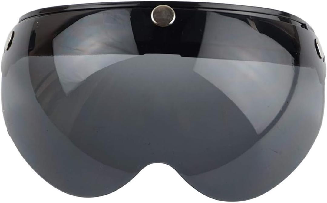VCOROS Universal Motorcycle Retro Pilot-Style Standard 3 Snap-Button Visor Flip Up Down Open Face Helmet Half Face Shield(Black)