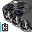 Tensea Camera Lens Protector Compatible for iPhone 17 Pro Max/17 Pro/15 Pro Max/15 Pro/16 Pro Max/16 Pro/14 Pro Max/14 Pro, Metal Tempered Glass Cover Camera Screen Protector Accessories,Case Friendly (Black)