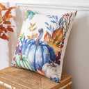 4 x Artscope Fall Decorative Throw Pillow Covers 18x18 Inch Set of 2, Watercolor Pumpkin Fallen Leaves Outdoor Farmhouse Pillow Cases for Home Sofa Couch-Blue