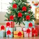 OULOVECO 24 PCS Red Ribbon Bow for Gift Wrapping Pull Bows Matte Bows Ribbon Baskets Wedding Christmas Birthday Party Gift Valentine's Day Flower Gift Boxes Bouquets Festivals Decoration