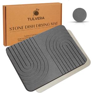 Stone Dish Drying Mat for Kitchen Counter Diatomaceous Earth Drying Mat | Fast-Absorbing, Minimalist Design, Durable Diatomite | Non-Slip, Heat Resistant, Easy-to-Clean | USA Brand | 15.7x11.8