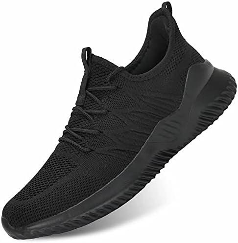 Mens Running Shoes Slip-on Walking Sneakers Lightweight Breathable Casual Soft Sole Trainers Size 39 Black