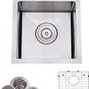 VAPSINT 13x15 Inch Drop In Bar Sink, 16 Guage Stainless Steel Commercial Topmount Single Bowl, Handmade Small Kitchen Sink for Wet Bar Prep RV Outdoor with Accessories (Brushed Nickel)