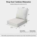23.5"x25" Outdoor Deep Seat Patio Cushions Set of 2, Deep Seat Bottom Resilient Foam Filling Water-Resistant Stain-Resistant UV Resistant Weather Resistant with YKK Zippers,Almond