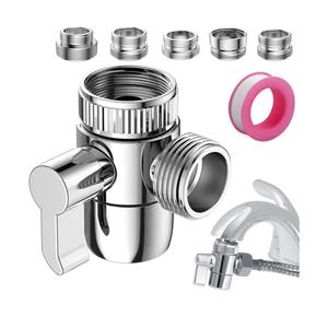 Faucet Diverter Valve with Aerator, 3-Way Diverter Valve for Hand Held Shower, Sink Faucet Splitter for Kitchen and Bathroom, with M22/M24/M26/F28/G1/2" Adapters