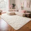 Przemy Ivory Area Rug for Bedroom, 4x6 Feet Fluffy Shaggy Living Room Rugs, Super Soft Fuzzy Carpet Rug for Boys Kids Room Dorm Nursery Indoor Home Decor
