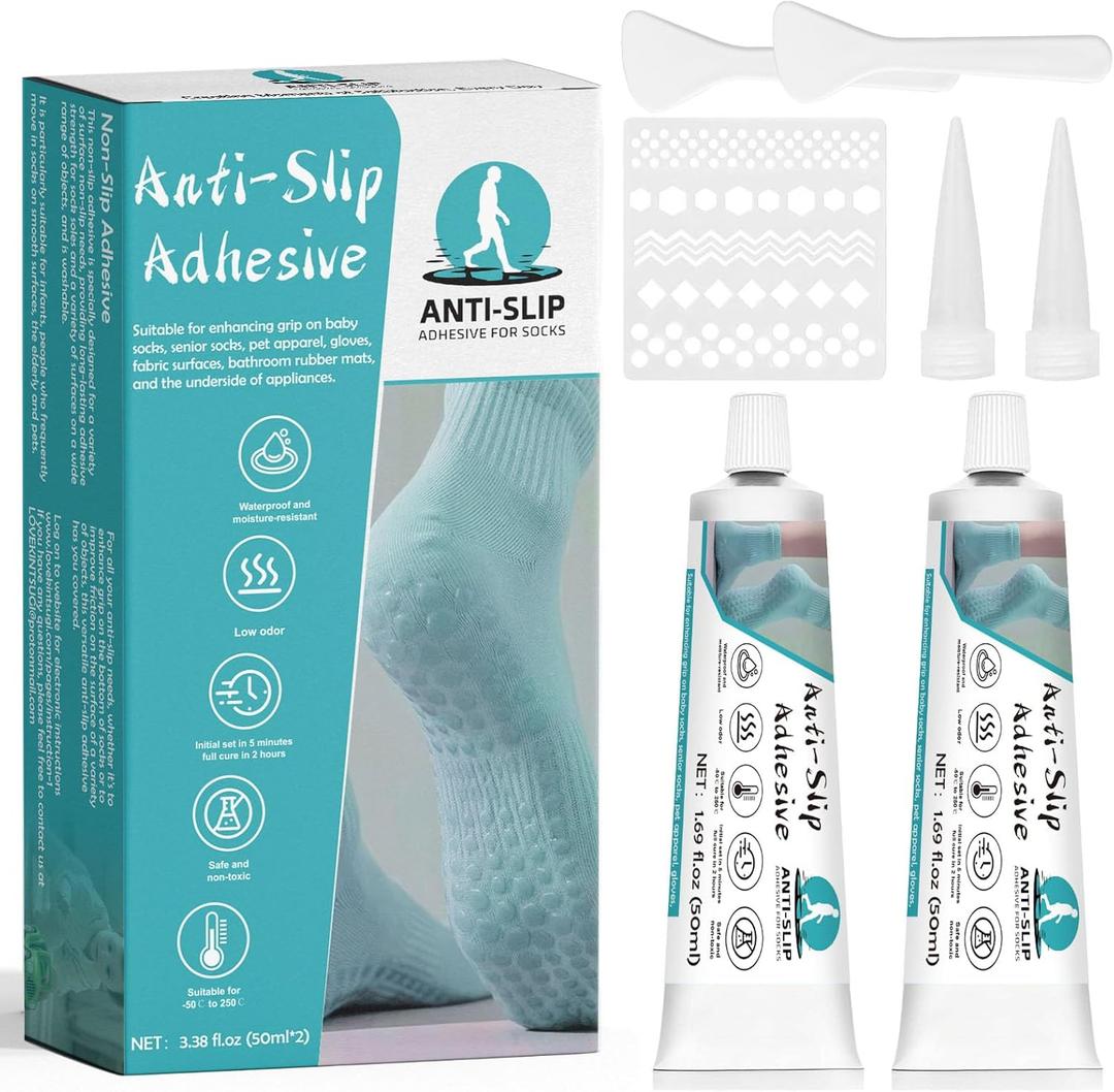 Sock Stop Glue 3.5oz, Anti Slip Sock Glue Transparent Waterproof Fabric Paint, Latex Free, Water-Based, Washable, Slip Socks Glue suitable for Socks, Pet Socks, Floor Mats, Blankets