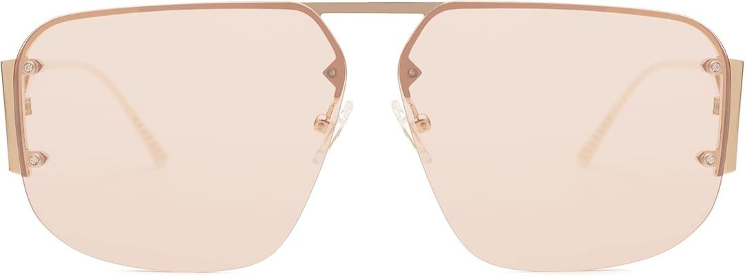 SOJOS Trendy Aviator Sunglasses Mens Womens Retro Metal Rimless Frame Shades Lentes De Sol Para Mujer SJ1192 (Brown)