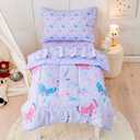 Butterfly Toddler Bedding Set for Girls, 4 Piece Bed-in-a-Bag Toddler Comforter Sets, Super Soft Comforter Sheet Set and Comfortable Microfiber Toddler Bed Set