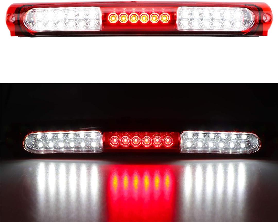 1997-2003 Ford F150 / 2004 Heritage LED 3rd Third Brake High Mount Light Cargo Light Stop Lamp (Red) (Chrome Housing + Red Lens)