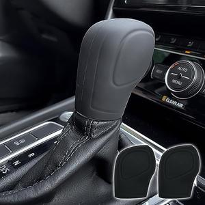BEYPOVK 8 PCS Car Gear Shift Knob Cover, Elastic Silicone Anti-Slip Automatic Knob Gear Stick Protector, Universal Car Accessories Handbrake Shifter Cover for Men Women, Black