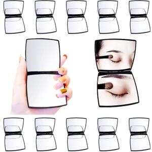 12 Pcs Fashion Compact Cosmetic Mirror, Elegant Compact Purses Makeup Mirror, Small Compact Mirror 2 x 1 Magnification, Square Compact Mirror, Perfect for Purses - Travel, Black