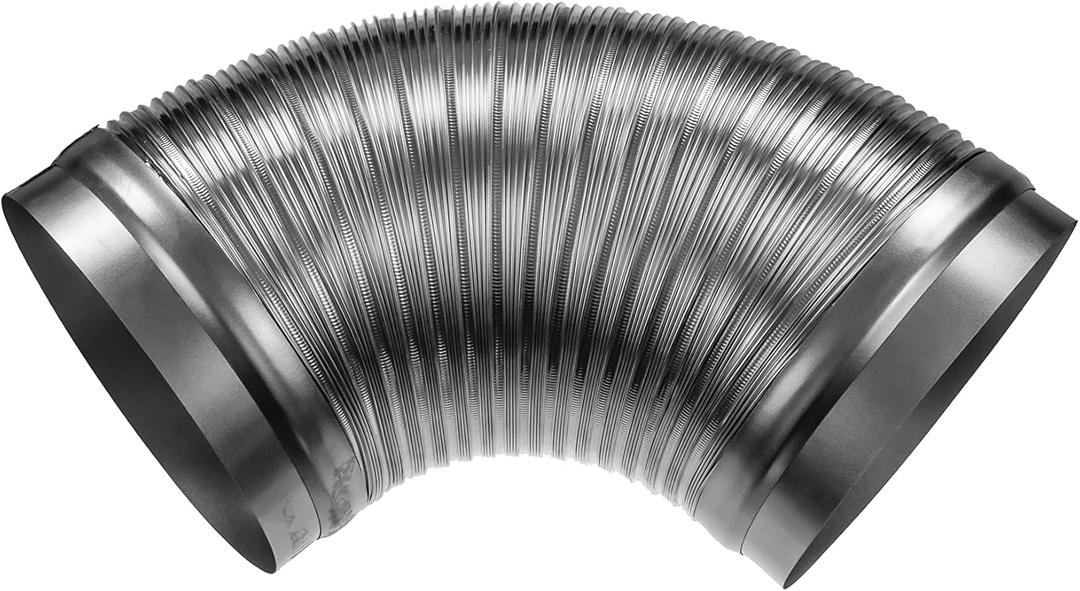 8" Inch Flexible Duct - 0.82 to 1.64 ft Length - Corrugated Aluminum Ducting Connector - Galvanized Steel End Sleeves - Washer and Dryer Exhaust Duct - Dust Collection Hose - Dryer Duct