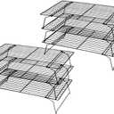 Kingrol 2 Pack 3-Tier Stackable Cooling Rack, Non-stick Wire Cake Rack for Pies, Cookies, Pastries
