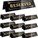 10PCS Acrylic Reserved Table Signs - 6x2x1.6 in Table Tent - Double-Sided, Waterproof - Reserved Seating Signs for Wedding, Restaurant, Meeting, Events and Parties (Black)
