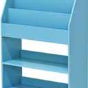 Furinno LOVA Book Shelf, 5-Tier Magazine Bookshelf, Bookcase with Open Shelves Storage, 9.4 x 24.6 x 37, for Living Room, Bedroom, Home Office, Light Blue