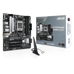 ASUS Prime B650M-A AX II AMD B650 AM5 Ryzen™ Desktop 9000 8000 & 7000 Micro-ATX mATX Motherboard, DDR5, PCIe 5.0 M.2, 2.5Gb LAN, Wi-Fi 6, DisplayPort, HDMI®, USB 3.2, USB 3.2 Type-C®, BIOS Flashback™