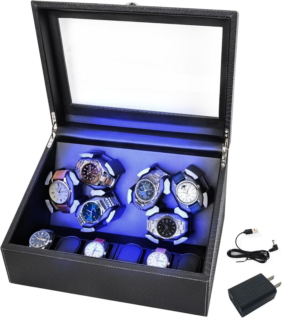 Hightall Luxury Automatic Watch Winder for Rolex/Omega/Cartier for Automatic Watches with Whisper-Quiet Motor (<5dB), Anti-Scratch Memory Foam & Stable Base