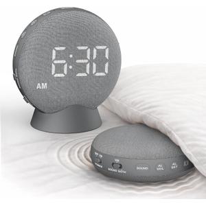SolaceRise Super Loud Alarm Clock for Heavy Sleepers: Vibrating Digital Auto-Dim Clock with Bed Shaker for Hearing Impaired - Portable Rechargeable Battery for Bedroom Travel Dorm - Gray