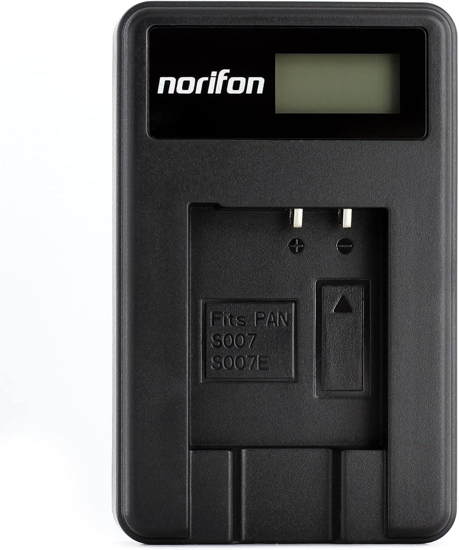 Norifon CGA-S007 LCD USB Charger for Panasonic DMC-TZ11, DMC-TZ15, DMC-TZ4, DMC-TZ5, Lumix DMC-TZ1, DMC-TZ2, DMC-TZ3, DMC-TZ4K, DMC-TZ4S, DMC-TZ50 Camera and More