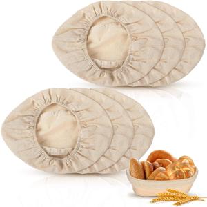 Boao 6 Pieces Bread Banneton Proofing Basket Liner Cloth Cover Natural Rattan Baking Dough Banneton Proofing Sourdough Basket Cloth Liner Bread Baking Supplies(Oval, 10 Inch)