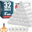 32 Pack Gauze Rolls, 4 in x 4.1 Yards, Premium Gauze Wrap Roll for Wounds, Bandage Wrap Rolled Gauze, Mummy Wraps, Individually Wrapped (32P)