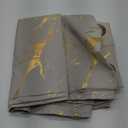 Taisier Home Gold Foil Print Linen Textured Curtains - Geometric Marble Pattern Design for Living Room - Light Filtering Window Treatment, 2 Panels, 84" L, Beige and Gold