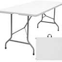 Folding Table 6ft Portable Heavy Duty Plastic Fold-in-Half Utility Foldable Table Plastic Dining Indoor Outdoor for Camping, Picnic and Party, White