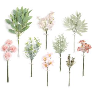 Serra Flora Artificial Greenery Stems Box Set,(Pack of 47pcs) with 9 Kinds of Faux Pink Green Filler for DIY Bridal Bouquets Wedding Floral Arrangement Table Centerpieces