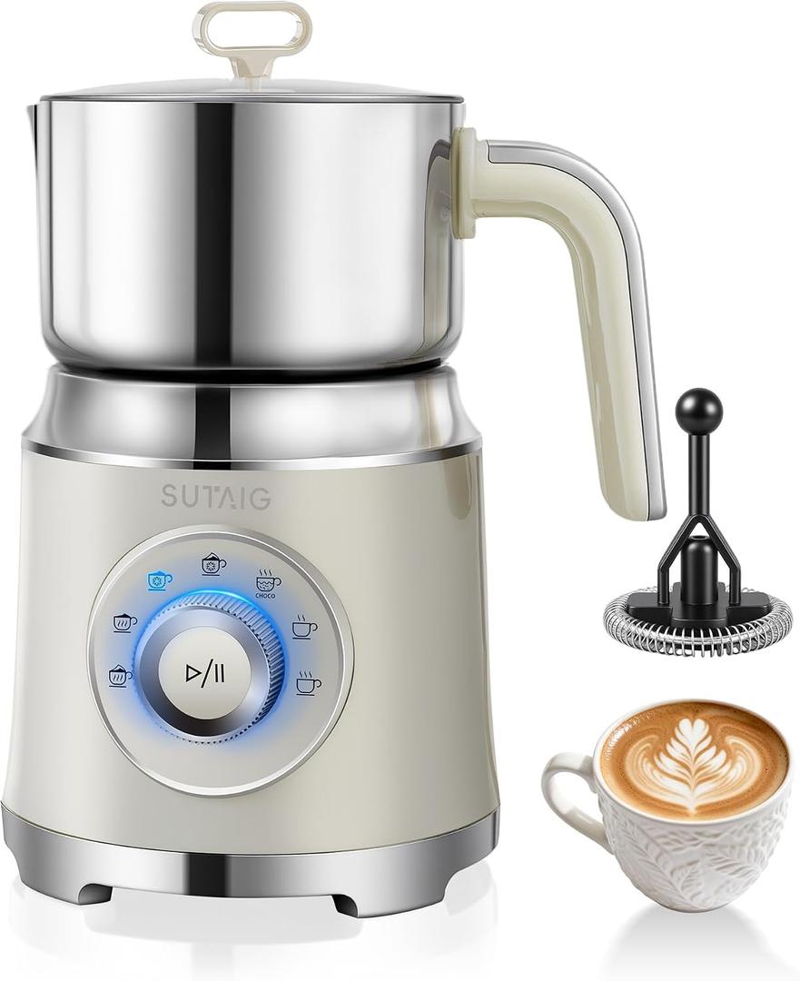 Milk Frother, 27oz All-in-1 Milk Steamer and Frother for Coffee, Variable Froth Thickness, Hot & Cold Foam Milk Warmer with Temperature Control