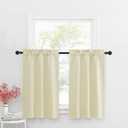 NICETOWN Small Curtains for Kitchen Window - Farmhouse Blackout Privacy Portable Curtain Tiers for Office Bathroom Basement Garage Storage RV Bunk, W34 x L36 inch, Beige, 1 Pair